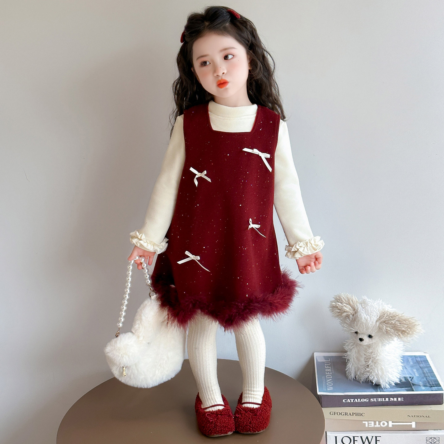 女童连衣裙亮片儿童秋冬季拜年服过年衣服新年红色女宝宝裙子冬装,淘宝优惠券,粉丝福利购,淘宝优惠卷