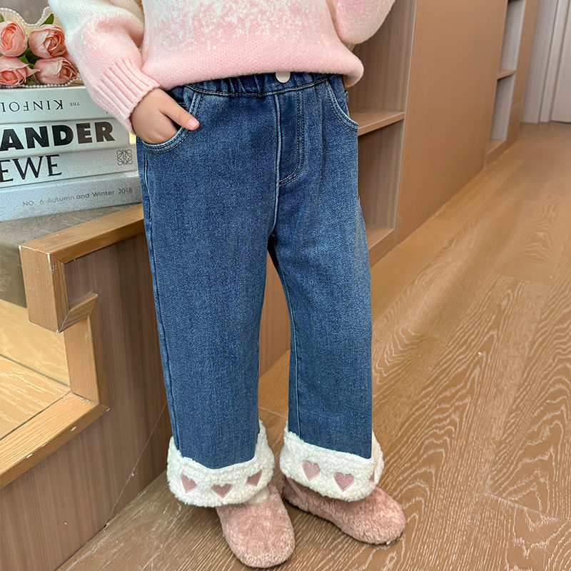 女童牛仔裤秋冬2025新款儿童洋气冬季女宝宝休闲加绒加厚冬装裤子,淘宝优惠券,粉丝福利购,淘宝优惠卷