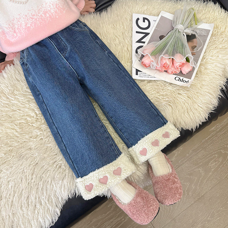 女童牛仔裤秋冬2025新款儿童洋气冬季女宝宝休闲加绒加厚冬装裤子,淘宝优惠券,粉丝福利购,淘宝优惠卷