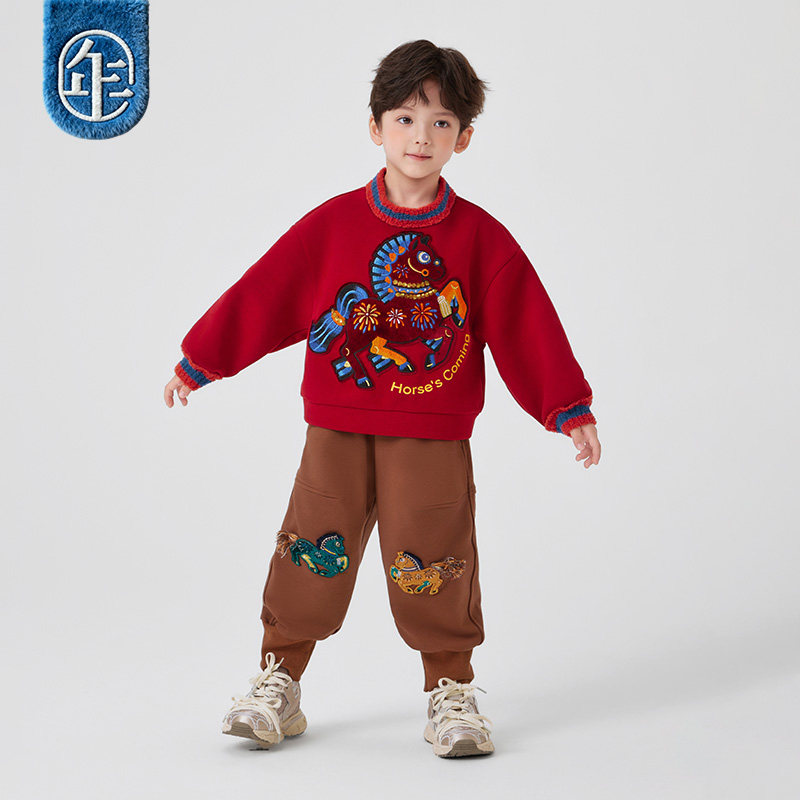 年衣儿童长裤男女童秋冬新款国风加绒卫裤宝宝运动灯笼裤生肖年服,淘宝优惠券,粉丝福利购,淘宝优惠卷