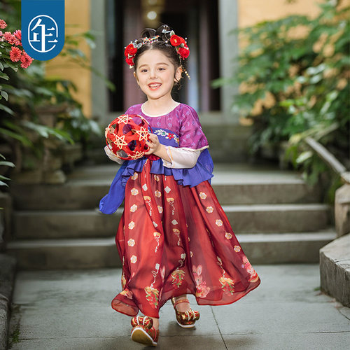 年衣童装女童汉服裙春秋改良唐装中式古装儒裙超仙中秋服装演出服 - 图0