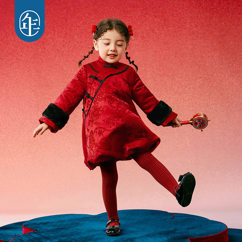 年衣童装女童旗袍裙外套冬新款连衣裙公主裙新中式儿童表演花苞裙,淘宝优惠券,粉丝福利购,淘宝优惠卷