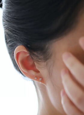 s925纯银镀14k金粉钻水滴耳钉女设计感精致通勤耳饰高级感耳环