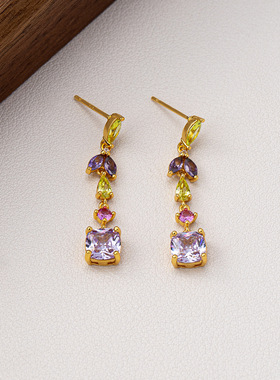 施家锆石彩色方块手链粉红色手饰爱心女糖果气质轻奢高级感手串