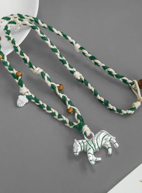 斑马编绳项链新中式民族游牧风简约气质大斑马
