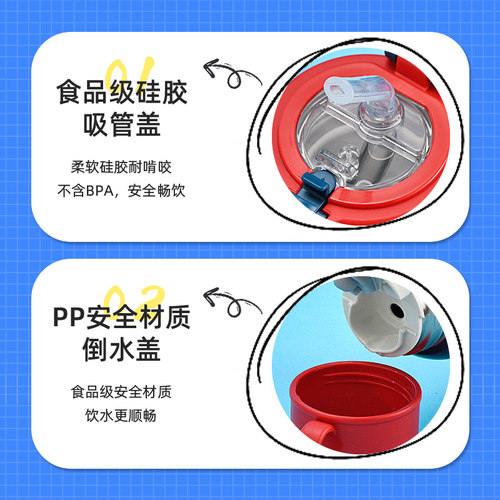 迪士尼儿童保温杯男孩食品级316吸管水杯小学生上学专用杯子水壶 - 图1