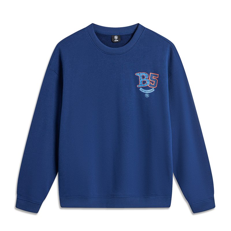 李宁卫衣男春季篮球系列时尚透气宽松套头无帽卫衣AWDU383--B品 - 图0