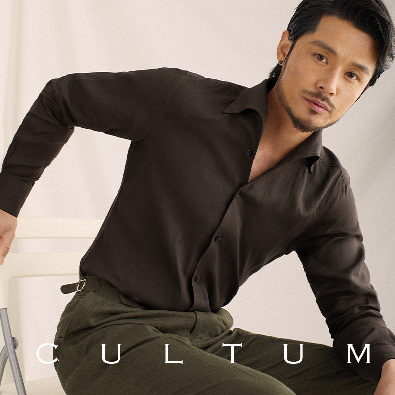 CULTUM100%法国亚麻一片领衬衫男内搭长袖商务休闲纯色衬衣上衣,淘宝优惠券,粉丝福利购,淘宝优惠卷
