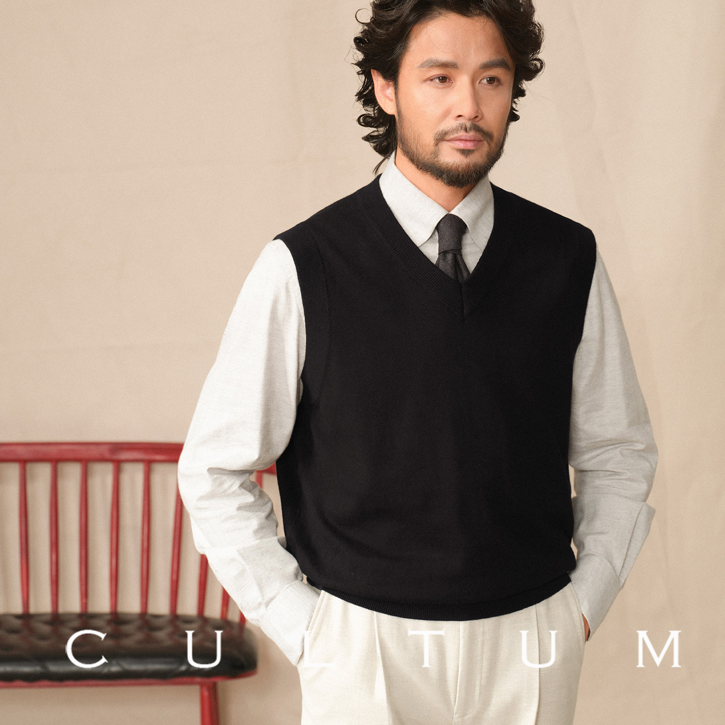 Warm cashmere pullover V-neck knitted vest inner wear