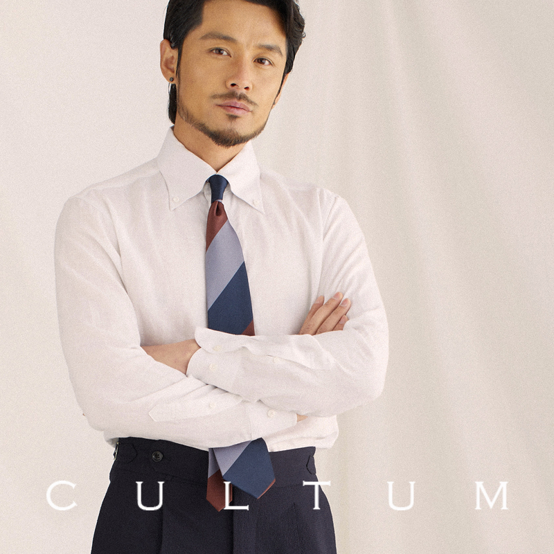 CULTUM 100%法国亚麻复古ivy风商务休闲衬衫男领扣尖领透气衬衣夏