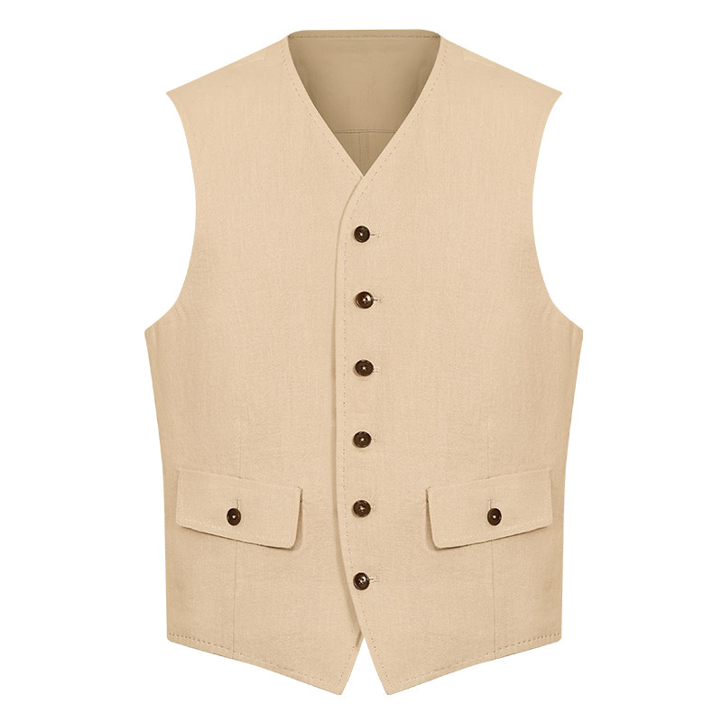 【柔软轻薄】CULTUM苎麻天丝双口袋古典西装马甲男士休闲西服马夹,淘宝优惠券,粉丝福利购,淘宝优惠卷