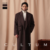 CULTUM100 % Wool Thickened 880g Remain Tchisterman Large coat mens medium long section Refute Collar Double Platoon Jacket