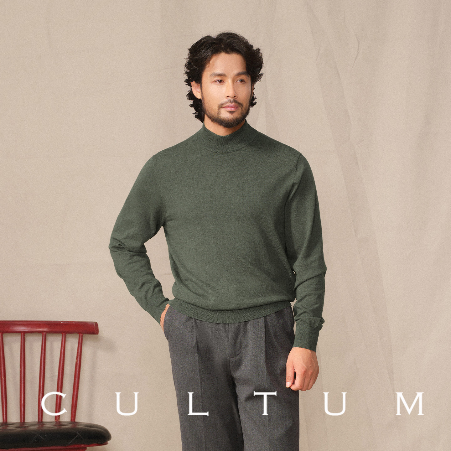 【山羊绒保暖亲肤】CULTUM秋冬针织衫半高领毛衣男内搭长袖打底衫,淘宝优惠券,粉丝福利购,淘宝优惠卷
