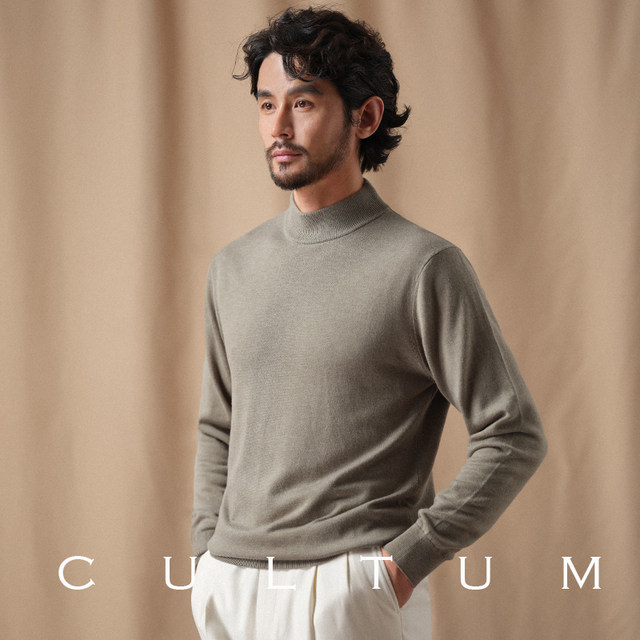 Wool half turtleneck pullover 12-pin base sweater