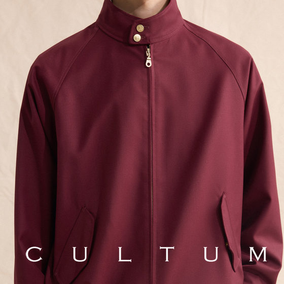 【精纺羊毛天丝】CULTUM哈灵顿红色立领夹克男休闲复古哈林顿外套