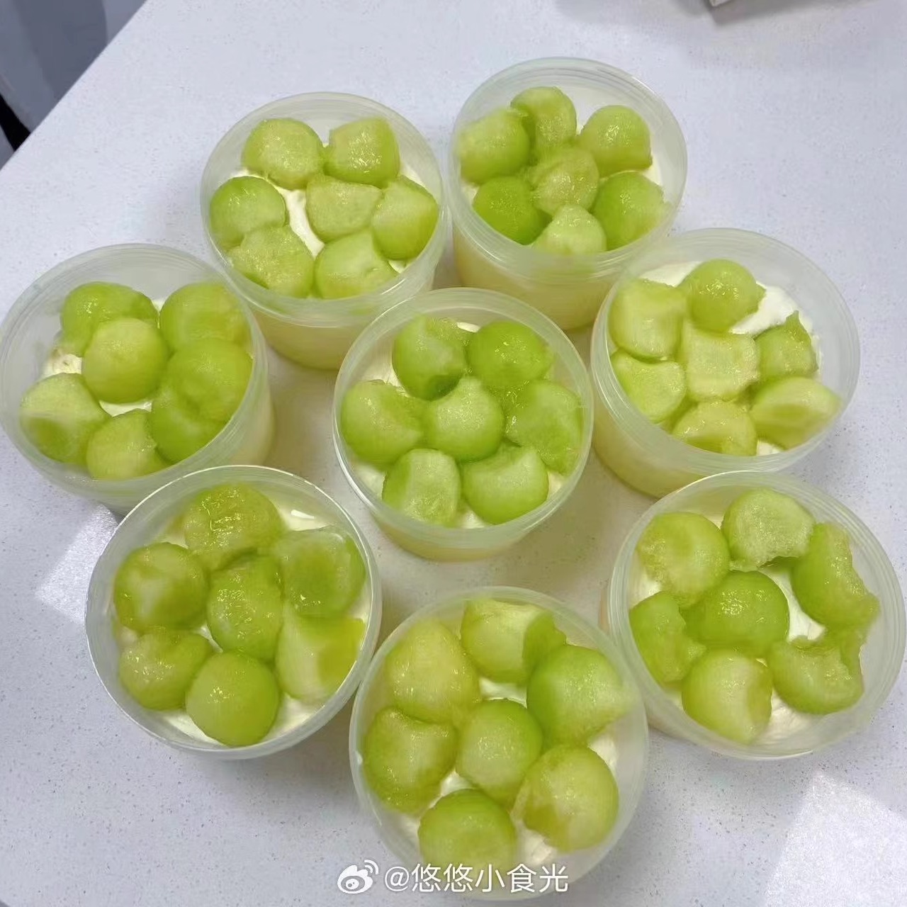 【悠悠小食光】茉莉绿茶蜜瓜罐子 玫珑蜜瓜 水果蛋糕甜品罐 - 图0