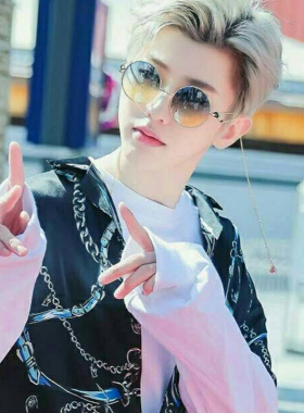 蔡徐坤同款墨镜链条眼镜男圆形复古渐变太子镜太阳镜韩版潮带链子