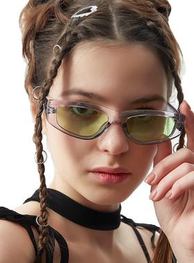 Y2K绿色墨镜女高级感ins显瘦甜酷辣妹太阳镜千禧复古猫眼太阳眼镜