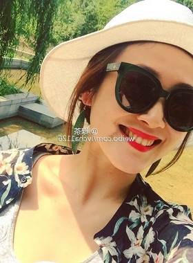 林允儿同款绿色框圆脸韩国墨镜