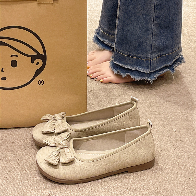 2026春秋新款韩版时尚百搭女单鞋一脚蹬豆豆鞋蝴蝶结软底防滑浅口,淘宝优惠券,粉丝福利购,淘宝优惠卷