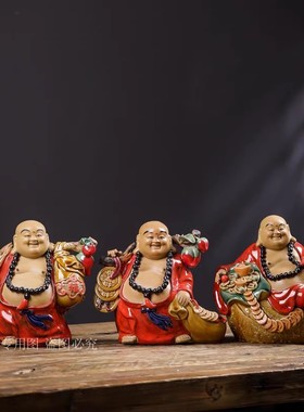 弥勒佛罗汉石湾公仔陶瓷工艺品酒店样板房开业庆典弥勒佛摆件礼品