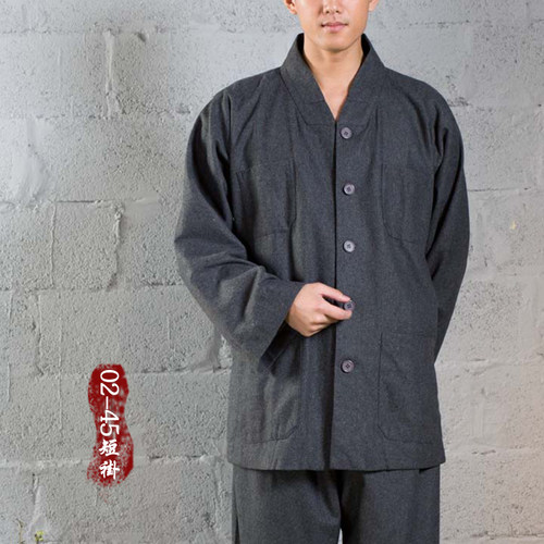 慈缘僧服长褂短褂加棉加厚冬季保暖羊毛禅修僧服男女出家师父套装 - 图2
