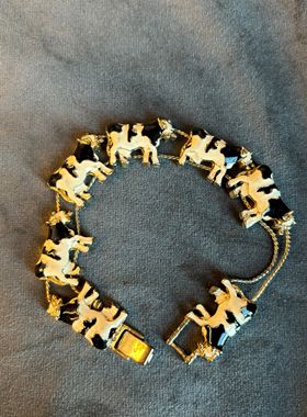 奶牛造型珐琅滑轨手链