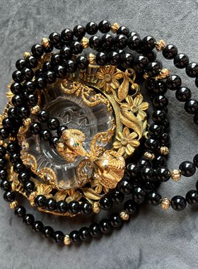 公羊头兽首双层串珠长项链