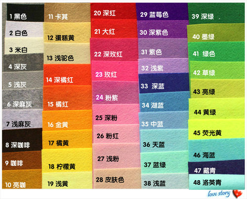 大张彩色毛毡1mm厚不织布单张选色学生手工diy材料幼儿园环创86色 - 图0