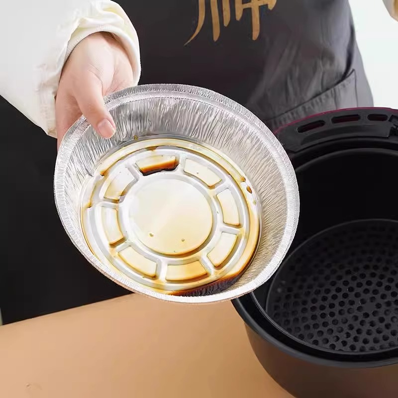 锡纸盘空气炸锅专用烤箱铝箔盘锡纸垫器烧烤盘锡箔盘披萨饼底托碗 - 图2