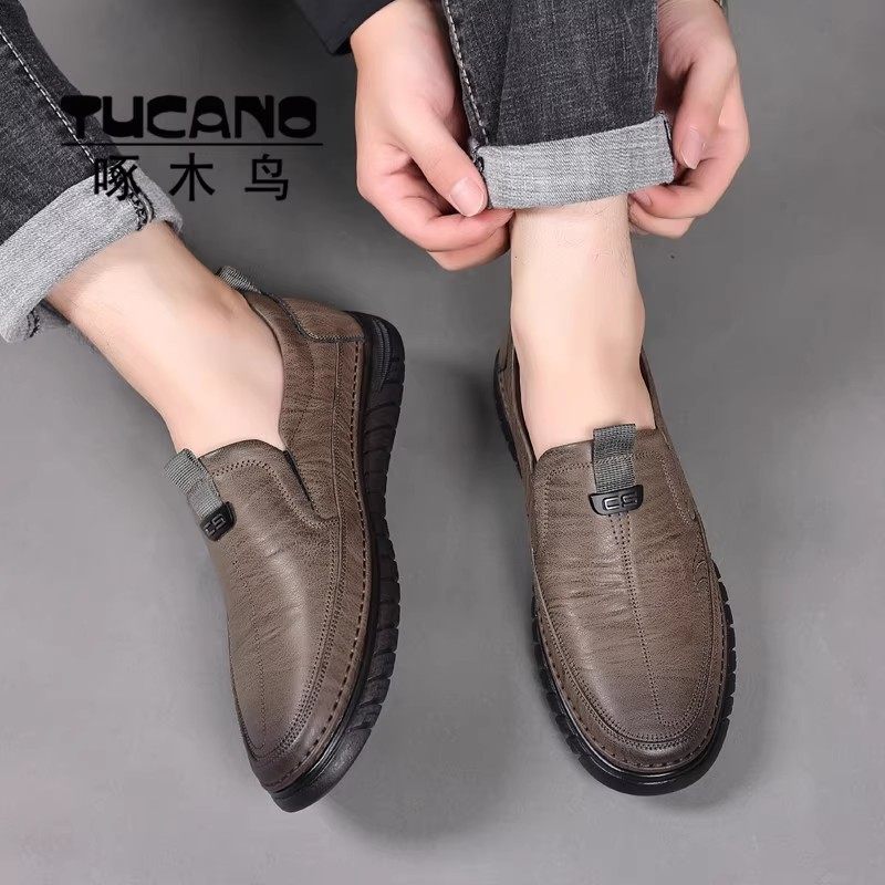 啄木鸟男鞋秋冬加绒商务休闲皮鞋男士软皮软底一脚蹬牛筋底爸爸鞋,淘宝优惠券,粉丝福利购,淘宝优惠卷