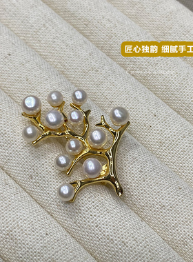 天然淡水珍珠胸针女时尚简约气质胸花别针毛衣配饰高级感百搭