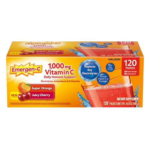直邮进口Emergen-C维生素C泡腾粉橙味橘子味樱桃味复合维生素冲饮 - 图3