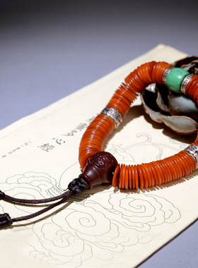 牦牛骨超薄药片手串藏民把玩包浆