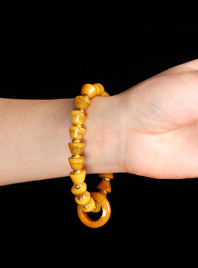 天然老料牦牛骨元宝手链手串文玩