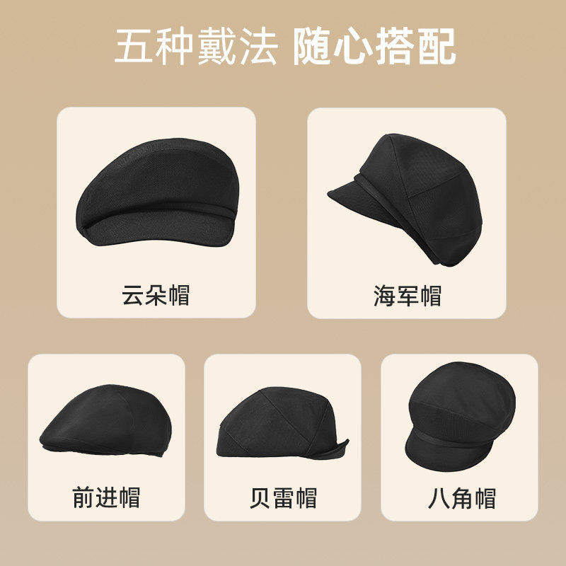 英伦八角帽女2025新款春秋黑色鸭舌贝雷帽秋冬显脸小画家报童帽子