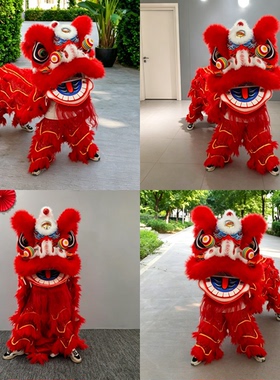 新款泡沫羊毛狮子头醒狮舞狮道具儿童学生双人单人套装狮表演服装