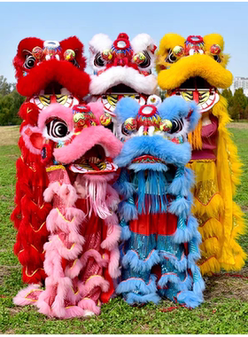 单人南狮醒狮羊毛连体狮头全套
