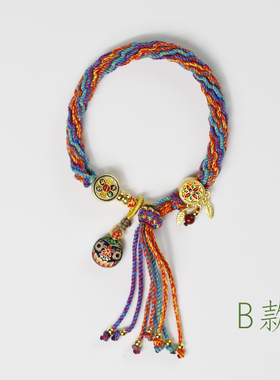 素曲女纯棉扎吉拉姆藏式手编手绳