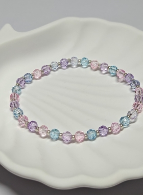 静的手作小店多彩色简约弹力绳手链手串成品