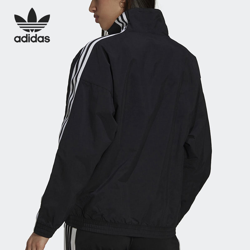 Adidas/阿迪达斯正品三叶草2021新款女子休闲拉链夹克外套H20540-图0