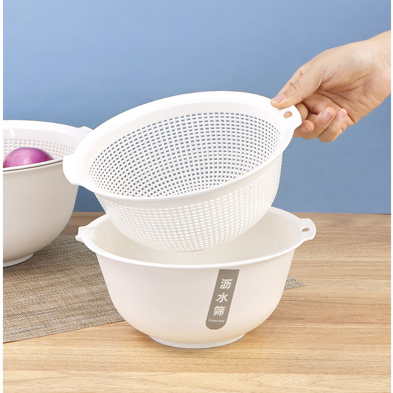 洗菜篮塑料镂空洗菜筐双层沥水篮子大号圆形水果篮厨房家用沥水筛,淘宝优惠券,粉丝福利购,淘宝优惠卷