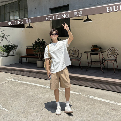 飞型记美式复古卡其色夏季短裤男夏季新款宽松百搭五分裤子潮 - 图3