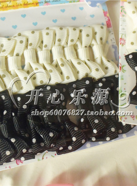 黑10白10螺纹带圆点小蝴蝶结20