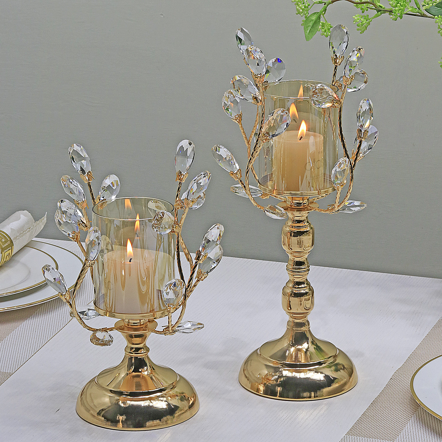 轻奢水晶烛台摆件香薰蜡烛台简约式欧式浪漫餐桌烛光晚餐道具装饰,淘宝优惠券,粉丝福利购,淘宝优惠卷