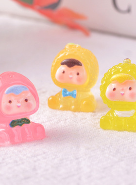 新款微景观水果娃娃树脂摆件可