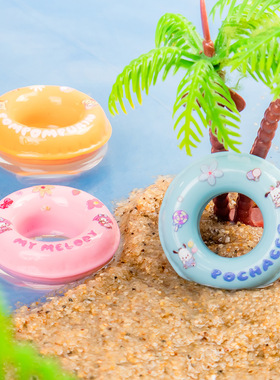 卡通萌粒实色三丽鸥游泳圈树脂工艺 diy桌面装饰品车载迷你小摆件