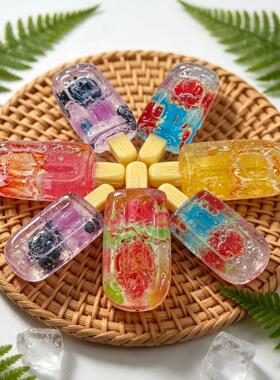 仿真印花水果冰棍微缩食玩雪糕模型钥匙扣挂件DIY饰品冰箱贴鞋扣