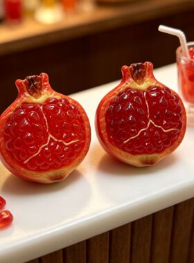 卡通仿真大号透色半剥石榴微缩水果食玩树脂配件DIY钥匙扣挂件