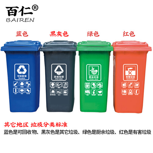 百仁包邮户外垃圾桶大号商用分类垃圾桶240升环卫挂车桶120塑料桶 - 图2